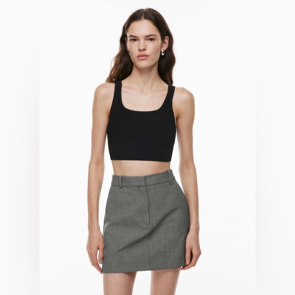 Babaton Sculpt Knit Squareneck Cropped Tank black size XS